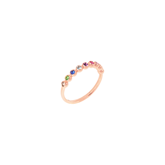 Rose Gold & Coloured Stone Bollicine Ring