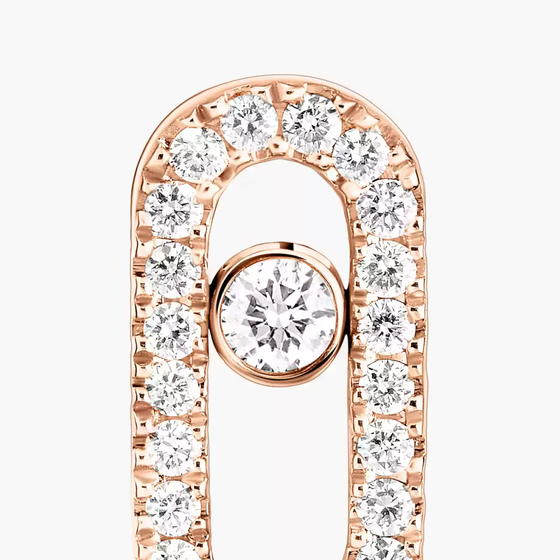 Move Uno Pavé Single Stud Pink Gold Diamond Earrings