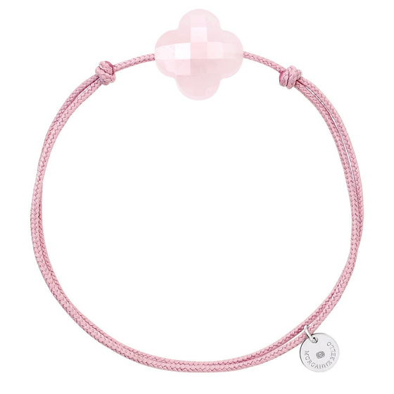 Bracelet, Quartz Rose Poudre, Cordon Vieux Rose