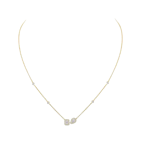 My Twin Toi & Moi Yellow Gold Diamond Necklace