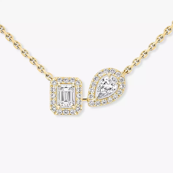 My Twin Toi & Moi Yellow Gold Diamond Necklace