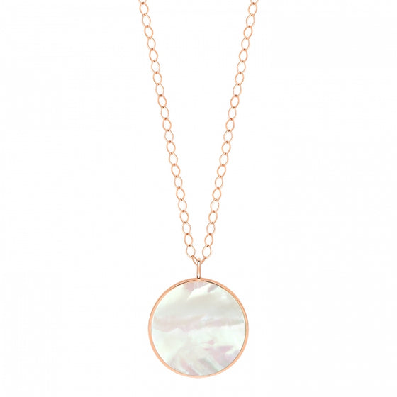 Rose gold necklace white mother of pearl