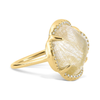 Bague, Quartz Rutile Doré, Entourage Diamants, Or Jaune