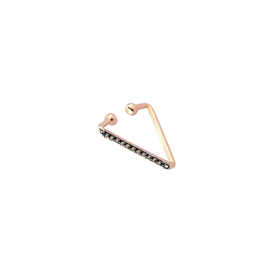 Earcuff  pour femme en or rose et diamants champagne forme triangle. Earcuff Lumière Kismet by Milka N0CF01410017Y00.002