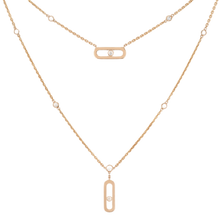  Pink Gold Diamond Necklace Move Uno 2 Rows
