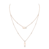 Move Uno 2 Rows Pink Gold Diamond Necklace