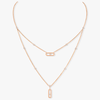 Pink Gold Diamond Necklace Move Uno 2 Rows