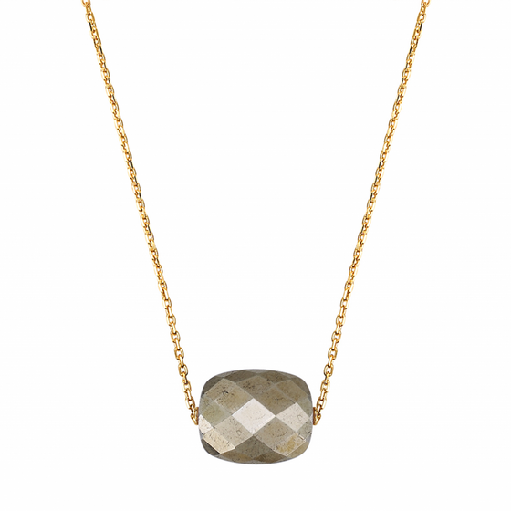 Collier Or Jaune Coussin Pyrite