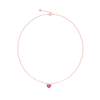 Collier Cœur Or Rose, Rubis Synthétique & Diamants