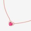 Collier Cœur Or Rose, Rubis Synthétique & Diamants