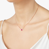 Collier Cœur Or Rose, Rubis Synthétique & Diamants