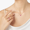 Collier Cœur Or Rose, Rubis Synthétique & Diamants