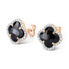 Studs, Onyx, Diamonds, Rose Gold