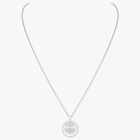 White Gold Diamond Necklace Lucky Move MM