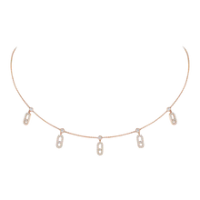  Move Uno Pavé Drop Pendant Choker Pink Gold Diamond Necklace