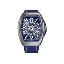  Montre pour homme en acier et bracelet cuir bleu. Montre Vanguard Yatching Franck Muller 32V SC DT YACHT (BL)