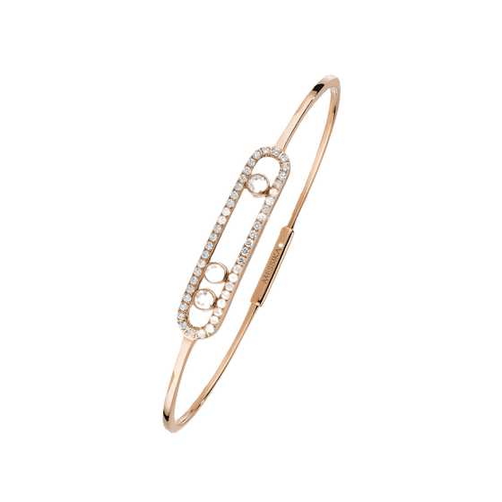 Pink Gold Diamond Bracelet Move Pavé Thin