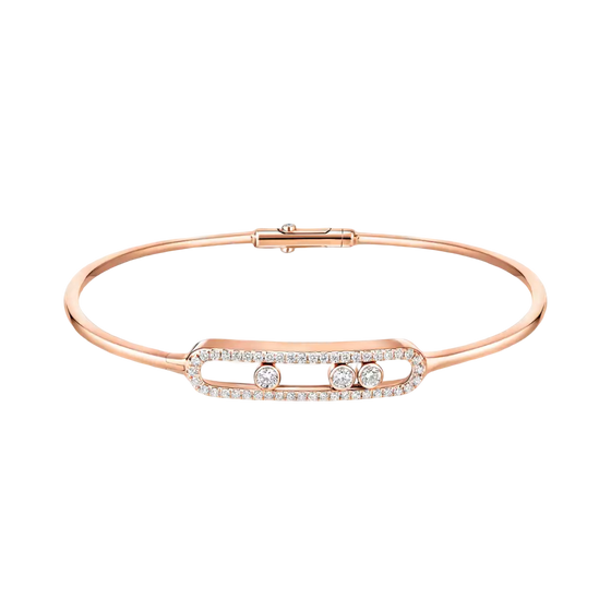 Move Pavé Thin Pink Gold Diamond Bracelet