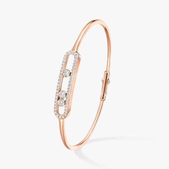 Move Pavé Thin Pink Gold Diamond Bracelet