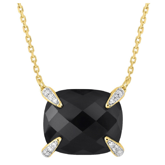 Necklace, Onyx, Diamonds, Yellow Gold