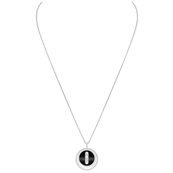 Lucky Move MM Onyx Collier Diamant Or Blanc