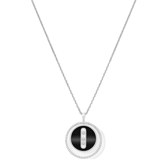White Gold Diamond Necklace Lucky Move MM Onyx White Gold