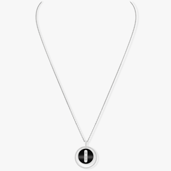 White Gold Diamond Necklace Lucky Move MM Onyx White Gold