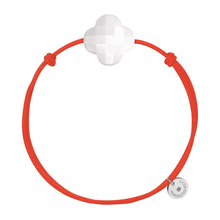  White Agate Clover Orange Cord Bracelet