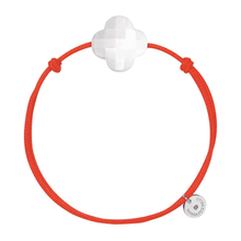  Bracelet, White Agate, Orange Cord