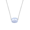 Collier, Agate Bleue Dentelle, Or Blanc