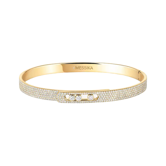 Move Noa SM Pavé Bangle Yellow Gold Diamond Bracelet