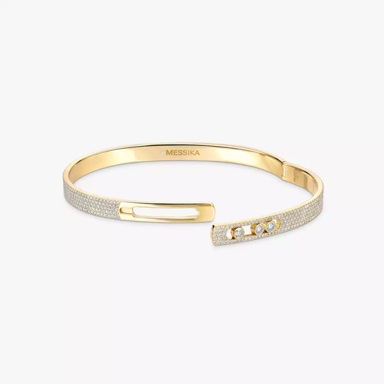 Move Noa SM Pavé Bangle Yellow Gold Diamond Bracelet