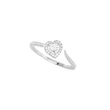  White Gold Diamond Ring Joy Cœur 0.15-carat Diamond Pavé