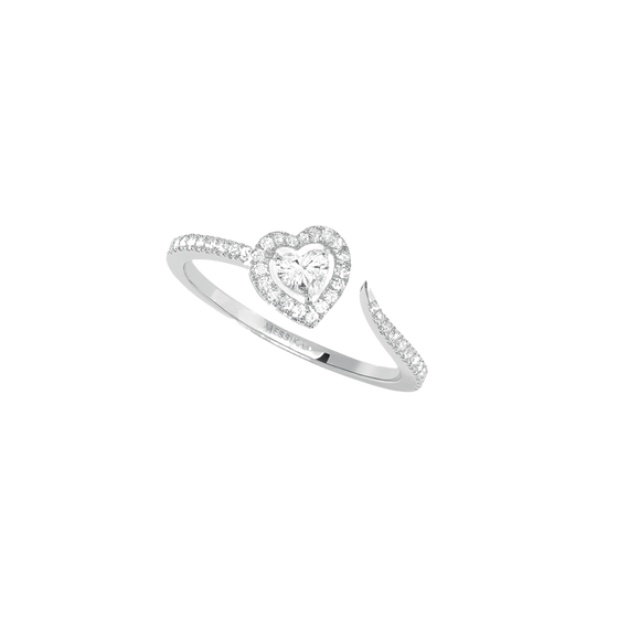 White Gold Diamond Ring Joy Cœur 0.15-carat Diamond Pavé
