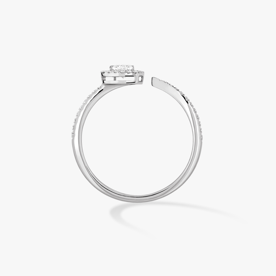 White Gold Diamond Ring Joy Cœur 0.15-carat Diamond Pavé