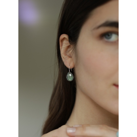 Earrings, Labradorite, White Gold