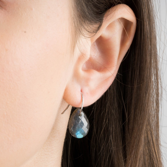 Earrings, Labradorite, White Gold
