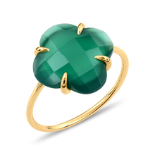  Green Agate Yellow Gold Victoria Ring