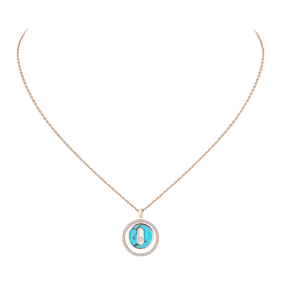 Turquoise Lucky Move SM Necklace Pink Gold Diamond Necklace