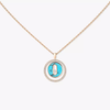 Lucky Move turquoise necklace, small model Lucky Move SM diamond necklace in pink gold and turquoise
