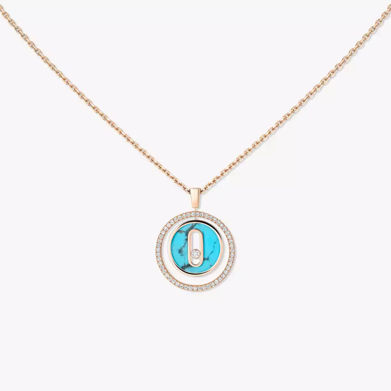 Turquoise Lucky Move SM Necklace Pink Gold Diamond Necklace