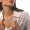 Lucky Move turquoise necklace, small model Lucky Move SM diamond necklace in pink gold and turquoise