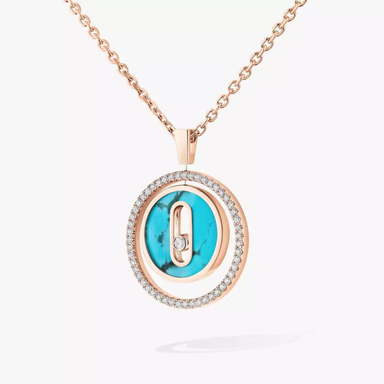 Turquoise Lucky Move SM Necklace Pink Gold Diamond Necklace