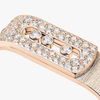 Move Noa two-finger chiseled ring Move Noa two-finger ring in 18-karat rose gold with a chiseled finish, featuring pavé diamonds and three brilliant-cut moving diamonds in the center.