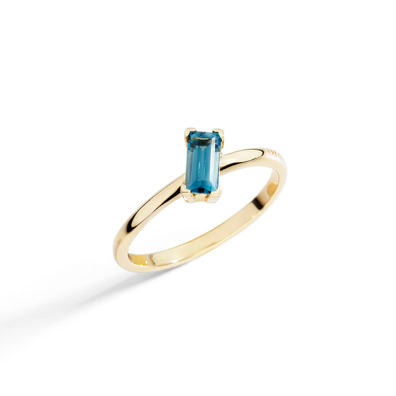 Baguette Cut London Blue Topaz Ring