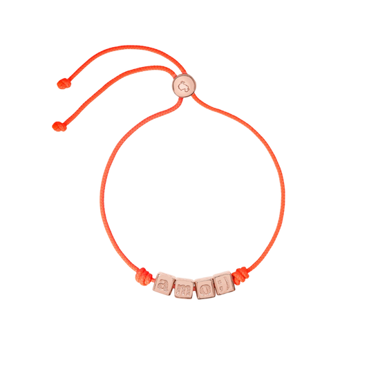 Bracelet Cordon & Petits Cubes Argent Doré