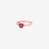 Rose Gold, Synthetic Ruby & Diamond Heart Ring
