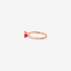 Rose Gold, Synthetic Ruby & Diamond Heart Ring