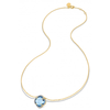 Collier, Topaze Swiss Blue, Diamants, Or Jaune