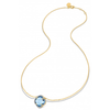 Collier, Topaze Swiss Blue, Diamants, Or Jaune